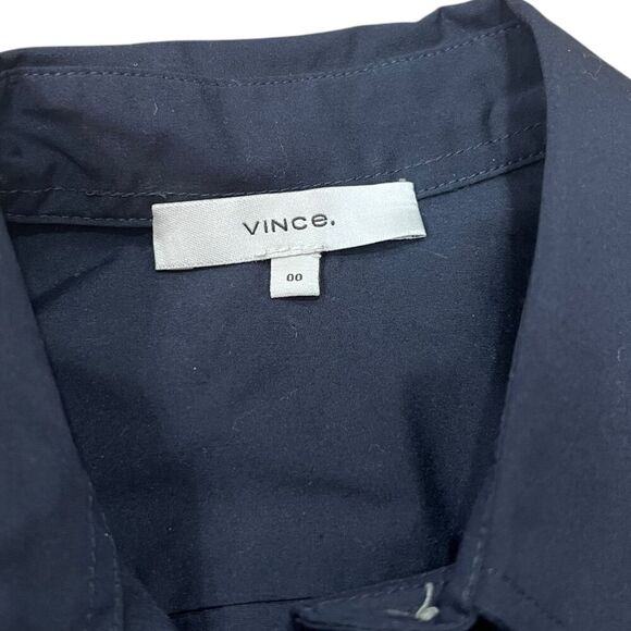 Vince Dark Blue Stretch Poplin Slim-Fit Shirt 00 - Picture 4 of 5